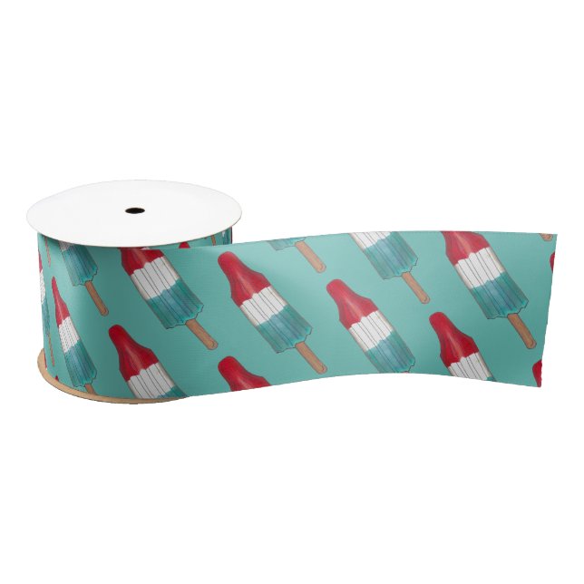 July 4th Rocket Pop Patriotic Popsicle Print Satin Ribbon (Spool)
