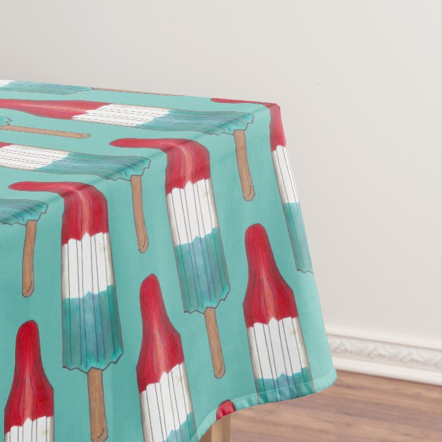 July 4th Rocket Pop Patriotic Popsicle Print Tablecloth (In Situ)