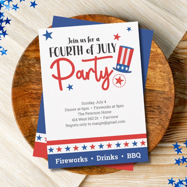 July 4th Uncle Sam Red White Blue Party Invitation (Creator Uploaded)