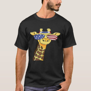 July 4th Us Flag Patriotic Giraffe T-Shirt