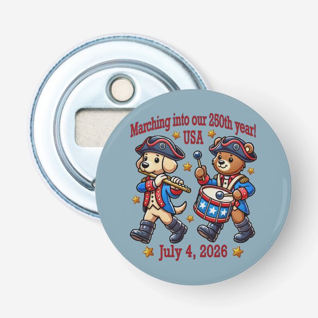 July 4th USA 250th Anniversary Semiquincentennial  Bottle Opener (Front)