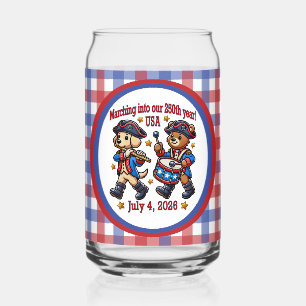 July 4th USA 250th Anniversary Semiquincentennial Can Glass