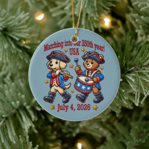 July 4th USA 250th Anniversary Semiquincentennial  Ceramic Ornament