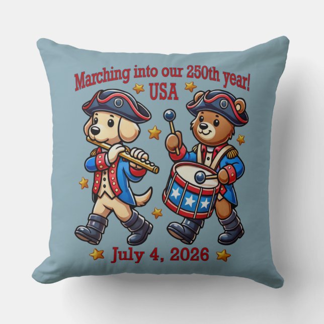 July 4th USA 250th Anniversary Semiquincentennial  Cushion (Front)