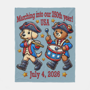 July 4th USA 250th Anniversary Semiquincentennial  Fleece Blanket