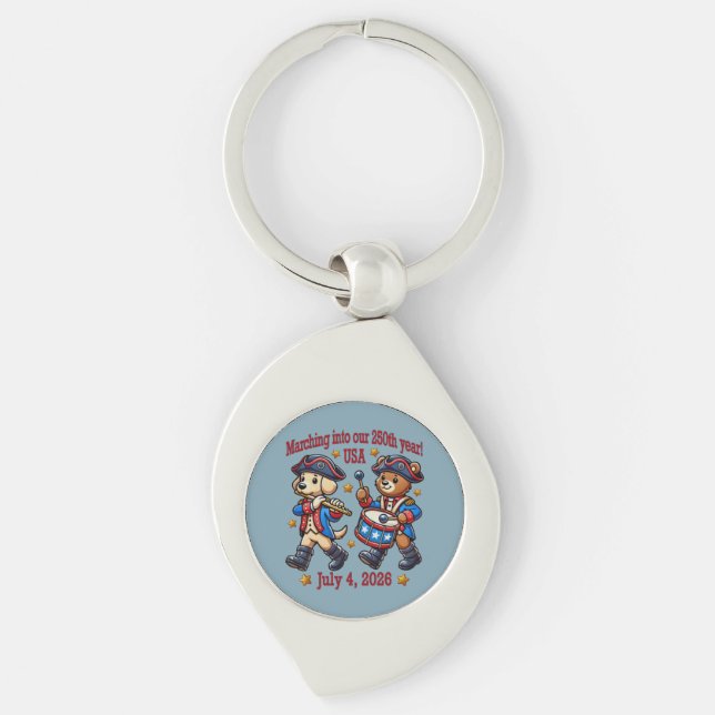 July 4th USA 250th Anniversary Semiquincentennial  Key Ring (Front)