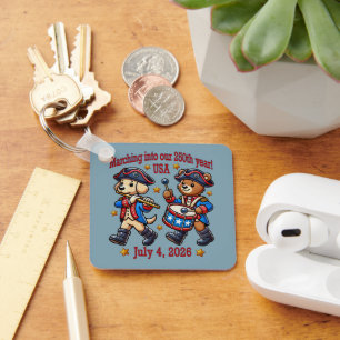 July 4th USA 250th Anniversary Semiquincentennial Key Ring