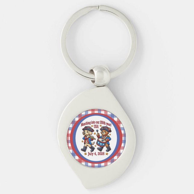 July 4th USA 250th Anniversary Semiquincentennial  Key Ring (Front)