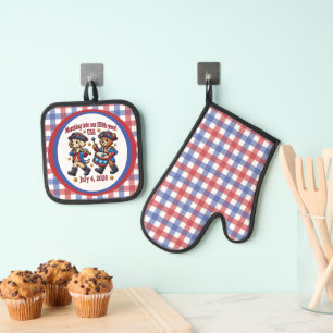 July 4th USA 250th Anniversary Semiquincentennial Oven Mitt & Pot Holder Set