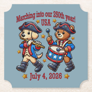 July 4th USA 250th Anniversary Semiquincentennial Paper Coaster