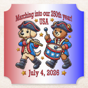July 4th USA 250th Anniversary Semiquincentennial Paper Coaster