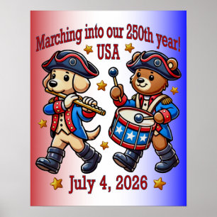 July 4th USA 250th Anniversary Semiquincentennial Poster