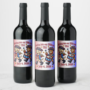 July 4th USA 250th Anniversary Semiquincentennial Wine Label
