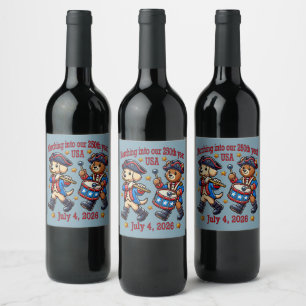 July 4th USA 250th Anniversary Semiquincentennial  Wine Label