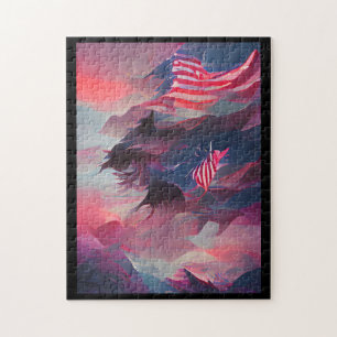 July 4th USA flag digital abstract art  Jigsaw Puzzle