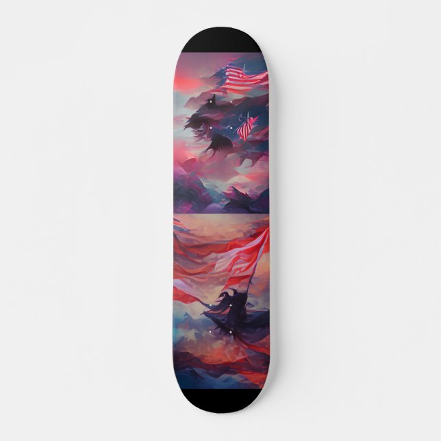 July 4th USA flag digital abstract art  Skateboard (Front)
