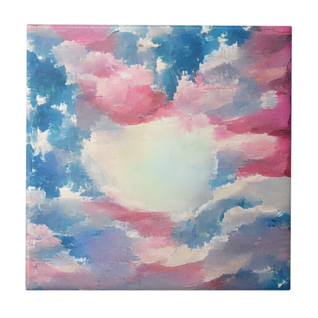 July 4th USA flag love digital abstract art  Ceramic Tile (Front)