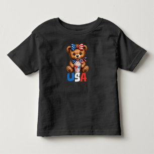 July 4th USA Summer Teddy Bear Kids Toddler T-Shirt