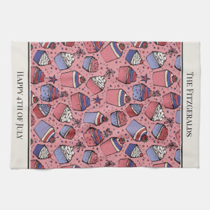 July 4th Watermelon Red Cupcake Kitchen Towel