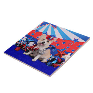July 4th - Westie X - Lady Ceramic Tile