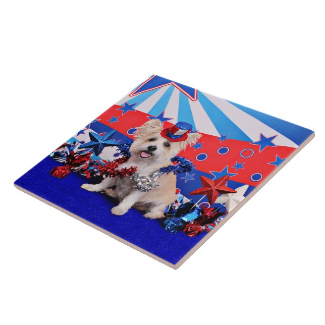 July 4th - Westie X - Lady Ceramic Tile (Side)