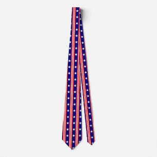 July 4th White Stars and Red and White Stripes Tie