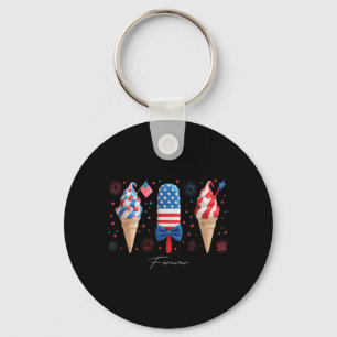 July 4th Women Men Patriontic Aamerican Flag Key Ring