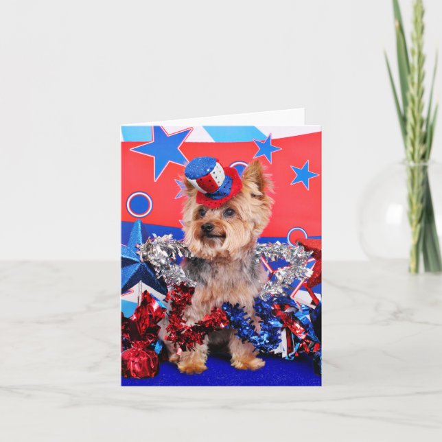 July 4th - Yorkie - Vinnie Card (Front)