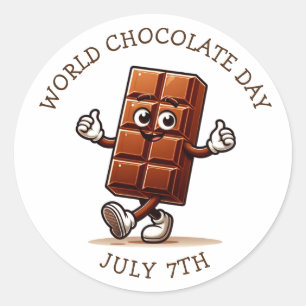 July 7th is World Chocolate Day Classic Round Sticker