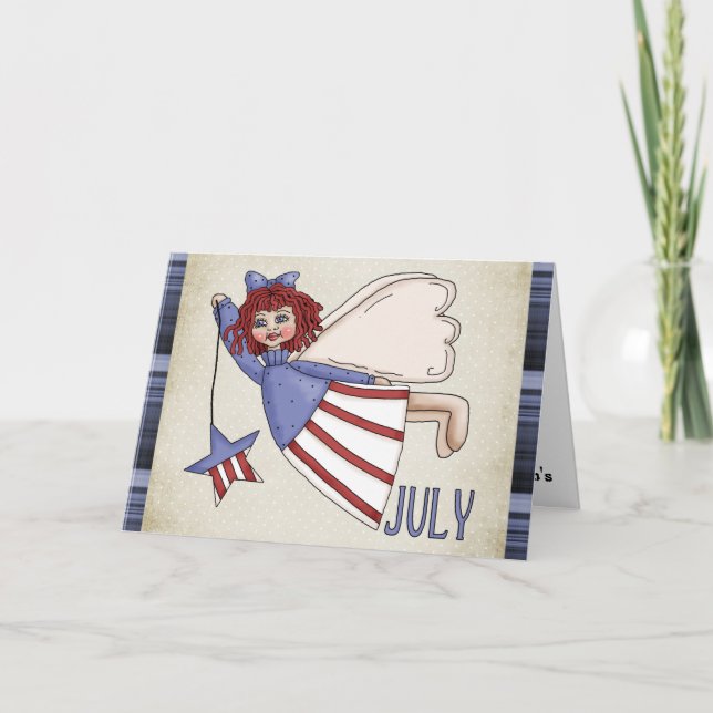 July Angel July 4th/Birthday Greeting Card (Front)