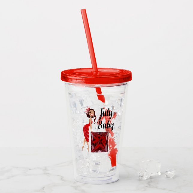 July Baby Acrylic Tumbler (Front Ice)