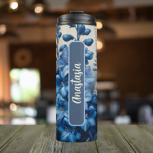 July Birth Flower Larkspur Personalised 16 oz Thermal Tumbler