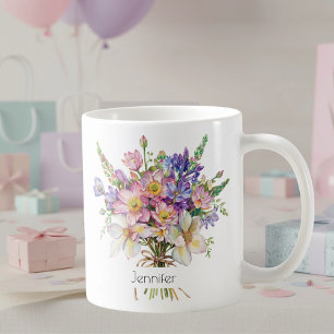 July Birth Flower Mug   Delphiniums & Water Lilies