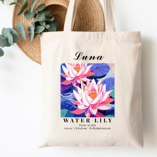 July Birth Flower Water Lily Bridal Shower Favours Tote Bag