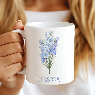 July Birth Month Flower Blue Delphinium Coffee Mug
