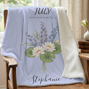 July Birth Month Flower Bouquet Name Sherpa Blanket