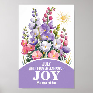 July Birth Month Flower Christian Nursery Art Poster