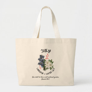 JULY Birth Month Flower Custom Christian Large Tote Bag