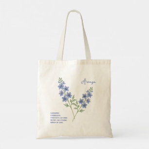 July Birth Month Flower Customisable Name Gift  Tote Bag