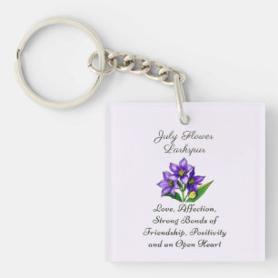 July Birth Month Flower Larkspur Floral Art Key Ring