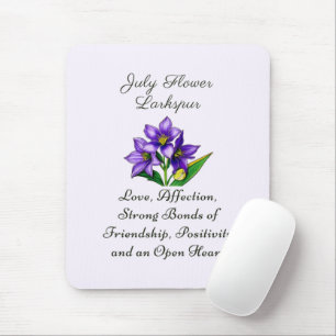 July Birth Month Flower Larkspur Floral Art Mouse Pad