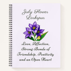 July Birth Month Flower Larkspur Floral Art Notebook