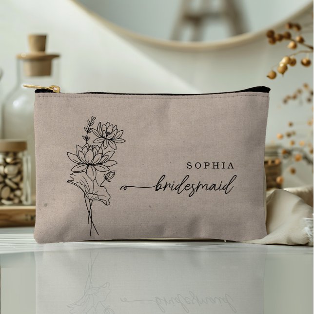 July Birth Month Flower Personalised Bridesmaid Accessory Pouch (Creator Uploaded)