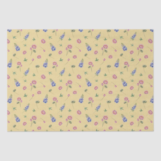 July Birth Month Flowers Larkspur Water Lily Tissue Paper (Front)