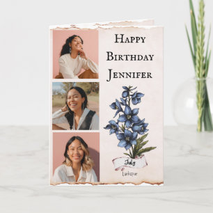 July Birthday Flower Photo Card