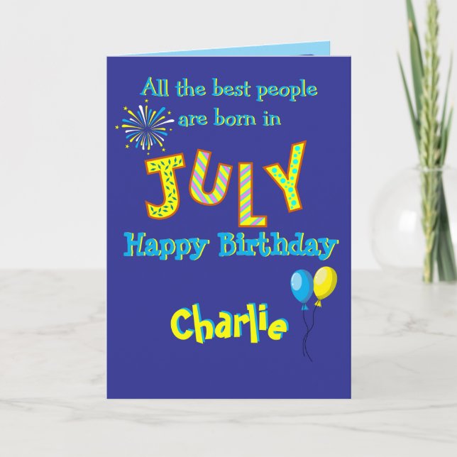 July Birthday Folded Greeting Card (Front)