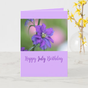 July Birthday Purple Larkspur Birth Month Flower Card