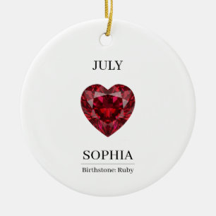 July Birthstone Birthday Name Ruby Ceramic Ornament