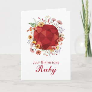 July Birthstone Ruby Birthday With Wildflowers Card