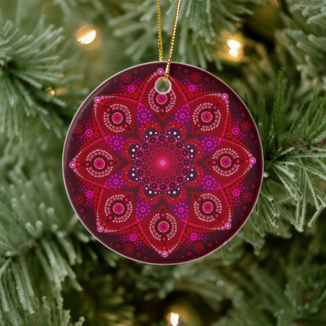 July Birthstone Ruby Mandala Ornament (Tree)